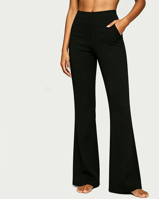 High Waist Casual Fleece Flared Pants