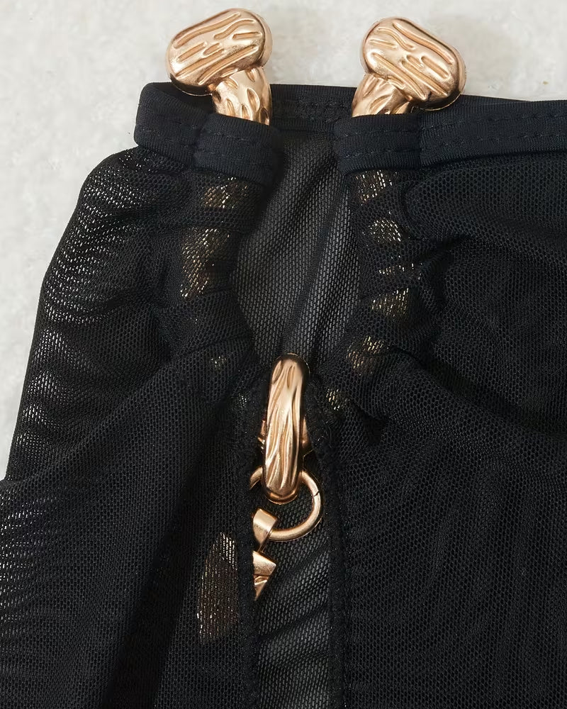 Solid Color Strapless Bikini Three-Piece Set