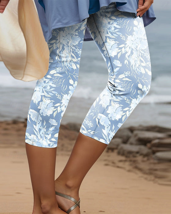 Stretch Casual Printed Cropped Pants