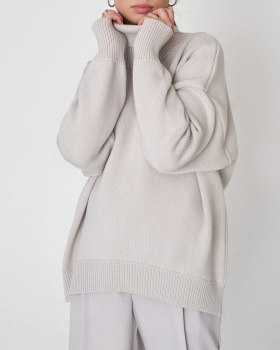 Solid color turtleneck casual sweater