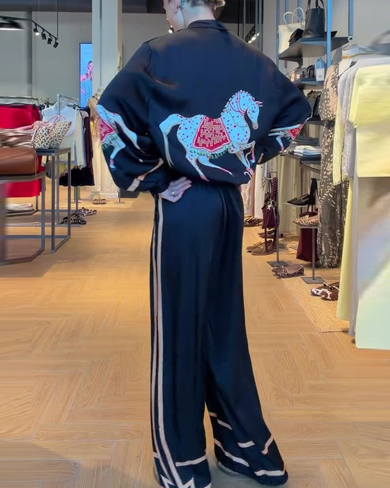 Cropped Jacket and Casual Pants Set