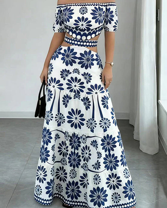 Off-Shoulder Floral Cutout Dress