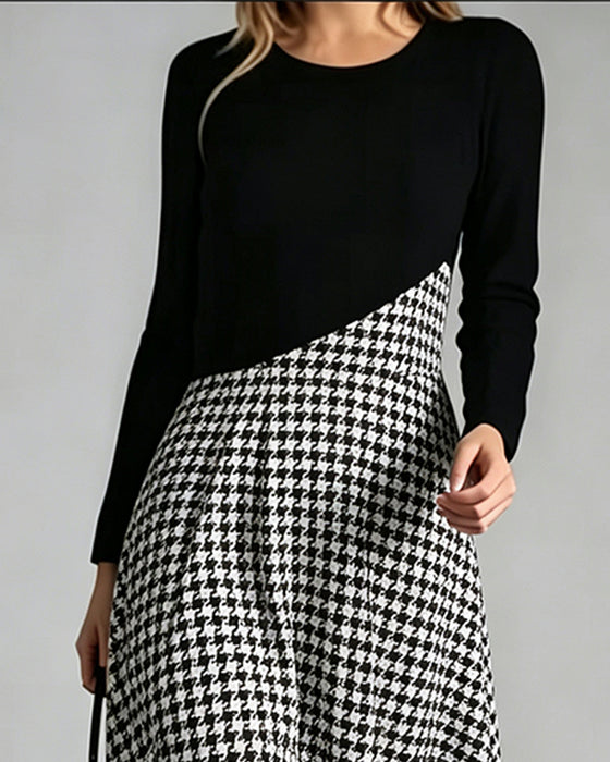 Patchwork Long Sleeve Dress