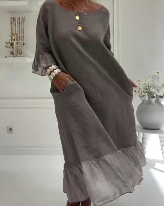 Ruffle Pocket Casual Dress