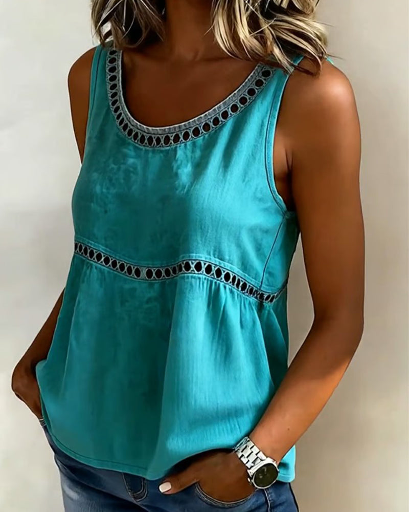 Hollow Out Baby Doll Tank Top