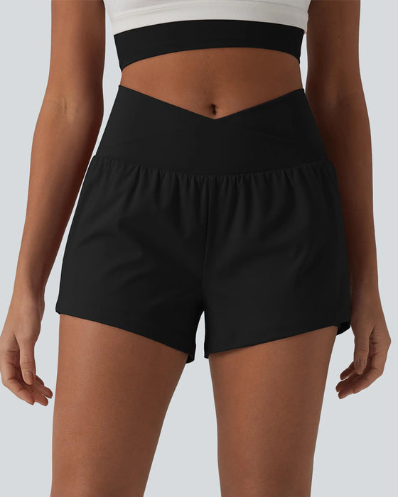 Solid Color Mid Waist Shorts