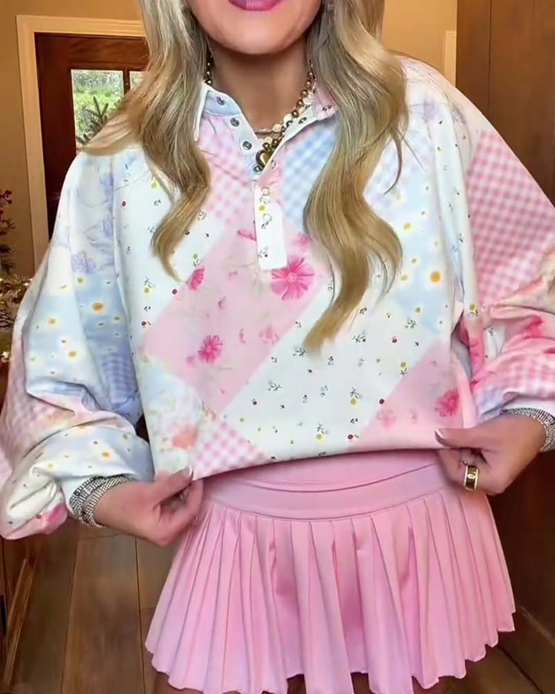 Pink Studded Long-Sleeve Sweatshirt