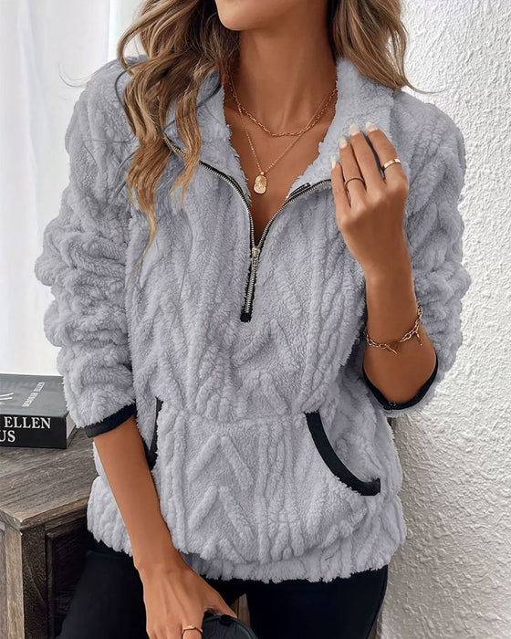 Half-Zip Fleece Big Pocket Sweatshirt