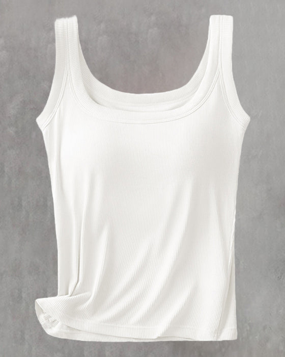 Solid Color Built In Bra Vest
