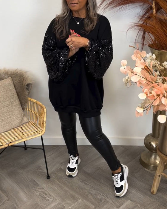 Solid color patchwork sweatshirt