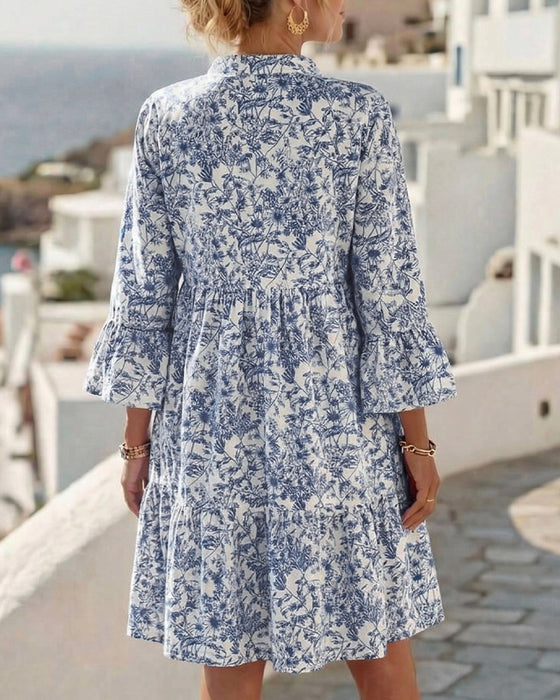 Floral V-Neck Cake Dress