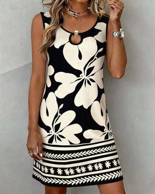 Crew Neck Bohemian Sleeveless Dress