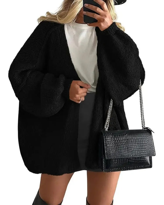 Solid Color Loose Sweater Coat
