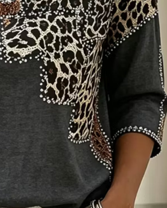 V-Neck Leopard Print Blouse