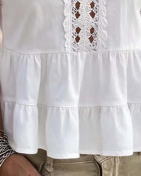 Off-Shoulder Lace Ruffle Blouse