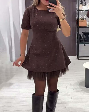 Elegant Shimmering Mesh Patchwork Dress