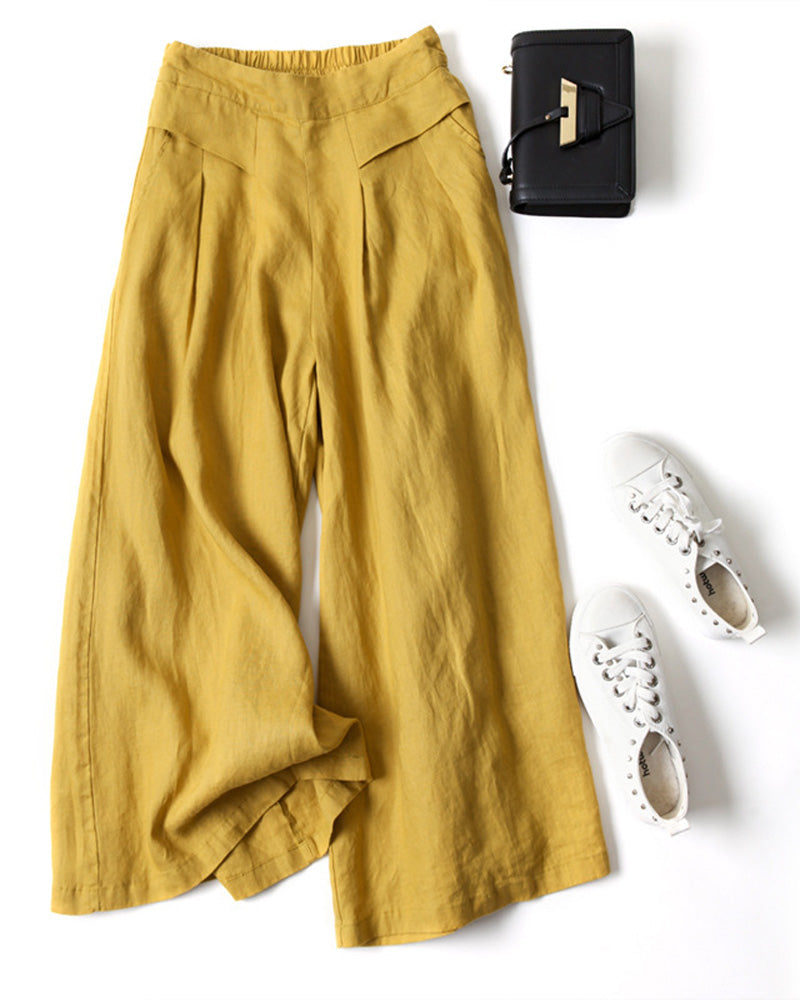 Loose High-Waist Slimming Cropped Pants
