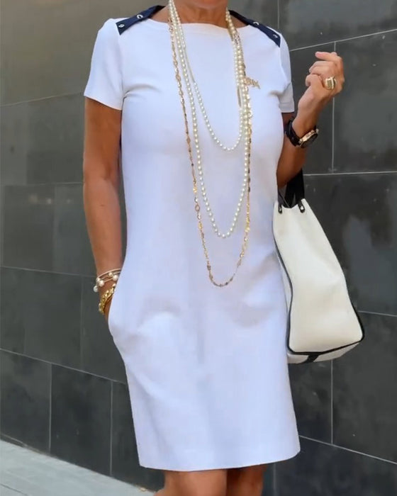 Patchwork Fitted Waist T-Shirt Dress