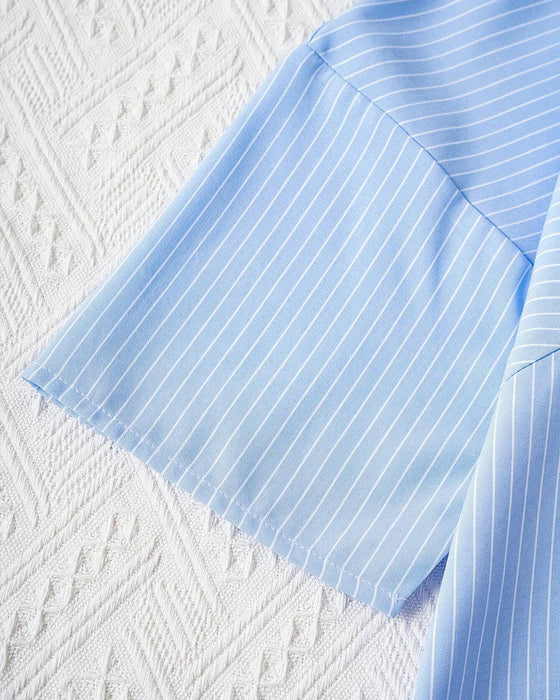 Striped print crew neck casual top