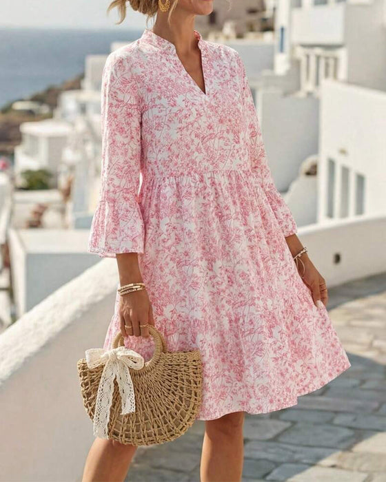 Floral V-Neck Cake Dress