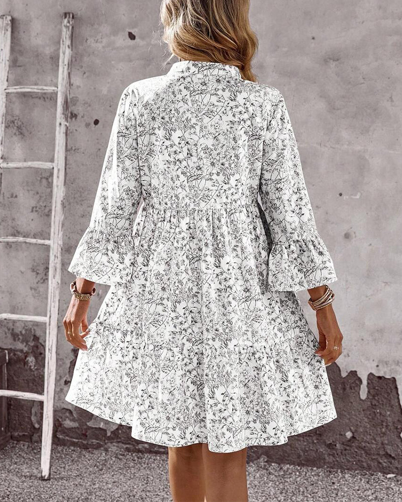 Floral V-Neck Cake Dress