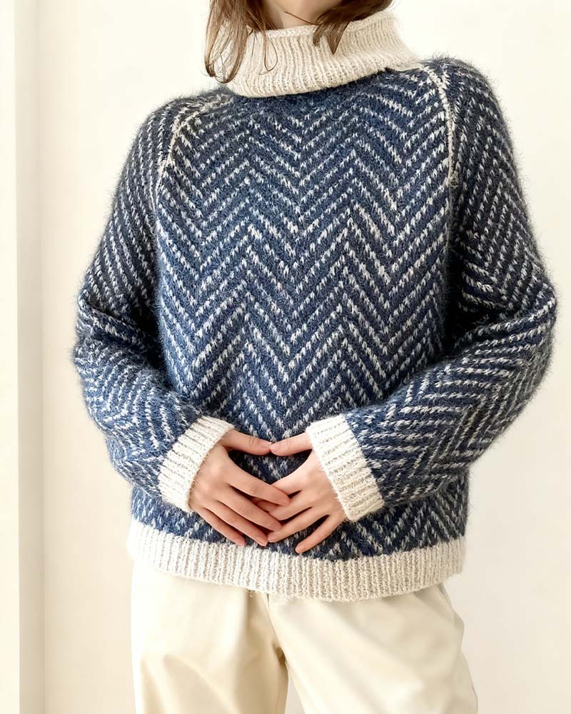 Striped Turtleneck Slouchy Pullover
