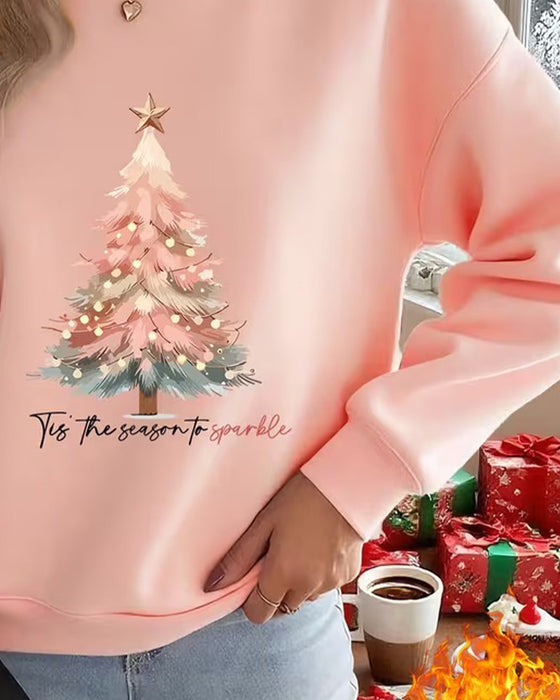 Christmas Tree Print Crew Neck Sweatshirt
