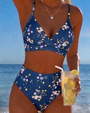 Sexy Crisscross Floral Print Bikini