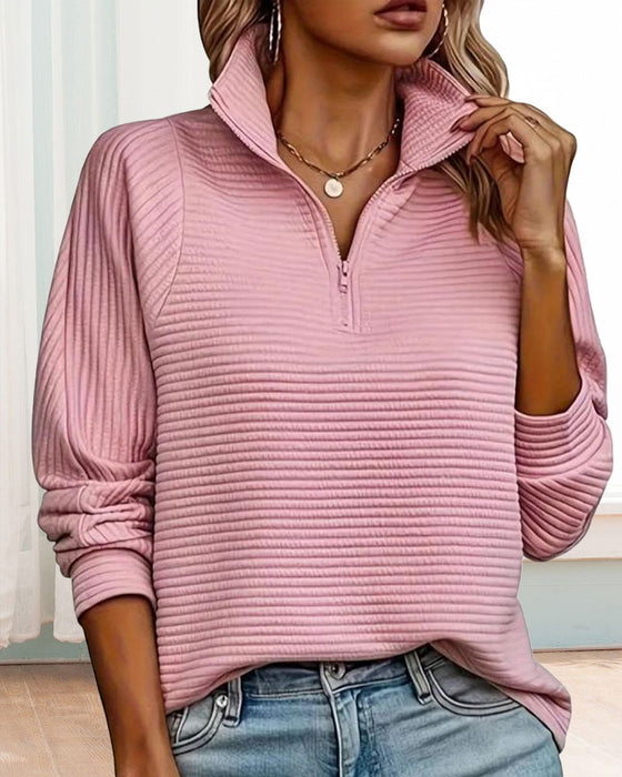 Solid Color Zip-up Hoodie