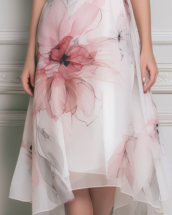 Mock Neck Sleeveless Floral Dress