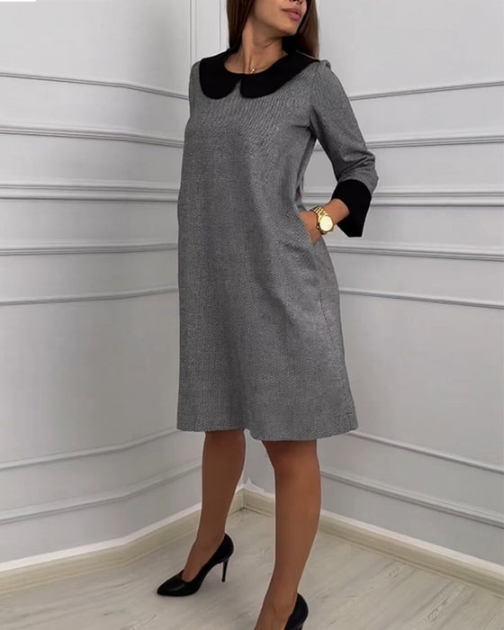 Casual Pocket Dress with Peter Pan Collar