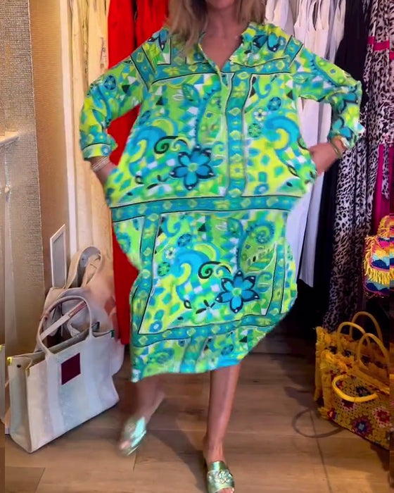 Loose printed pocket dress