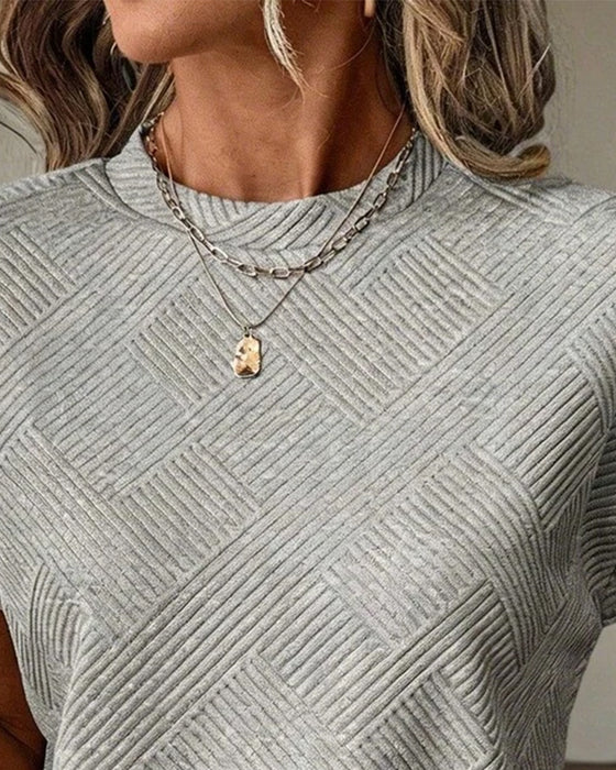 Solid Crew Neck Blouse