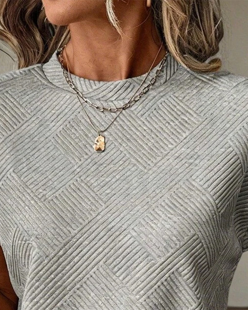 Solid Crew Neck Blouse