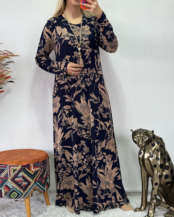 Round neck floral pattern dress