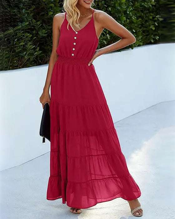 Tiered Cake Spaghetti Strap Maxi Dress
