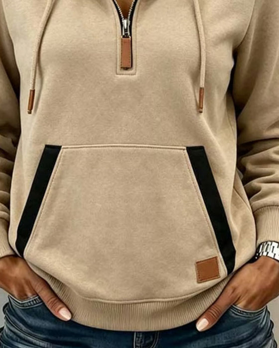 Half-Zip Leopard Print Hoodie