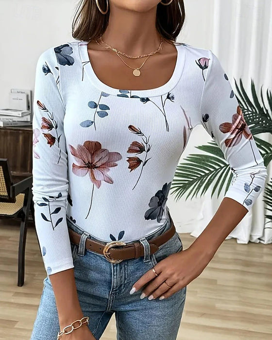 Floral Versatile Long-sleeve T-shirt