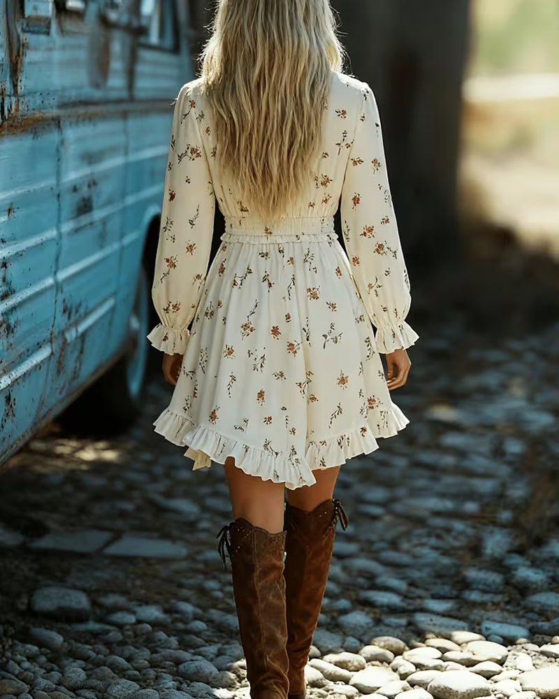 Elegant Long Sleeve Floral Dress