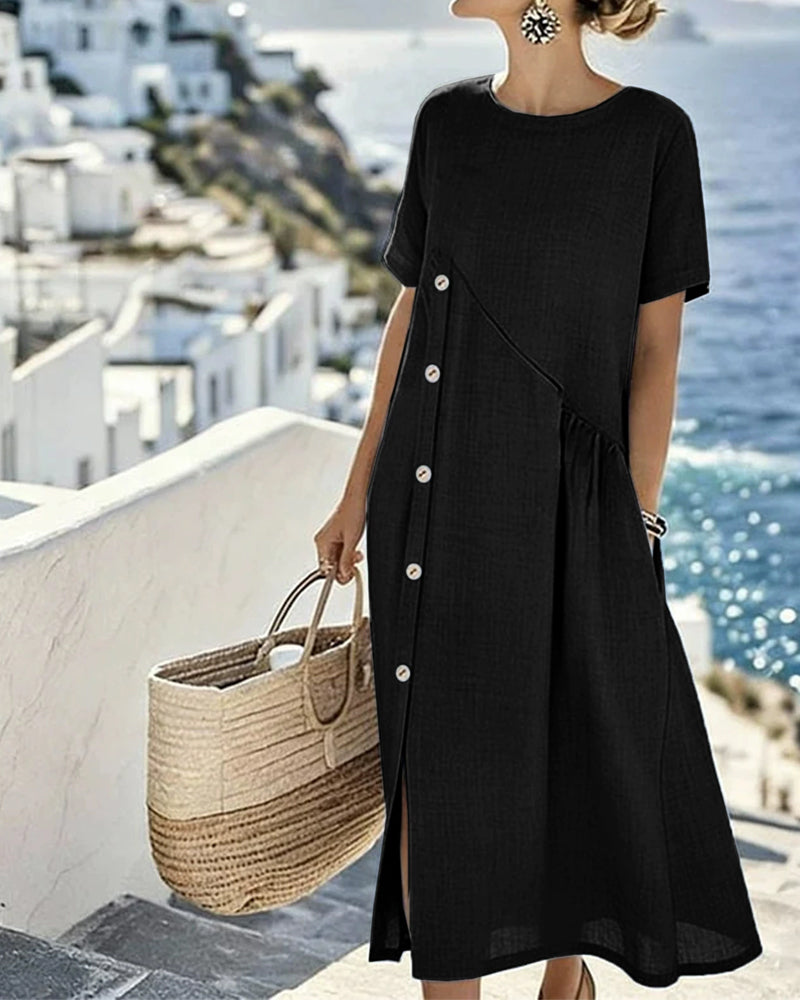 Button Decor Casual Dress