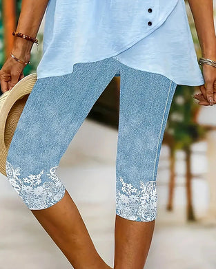 Casual Printed Cropped Pants