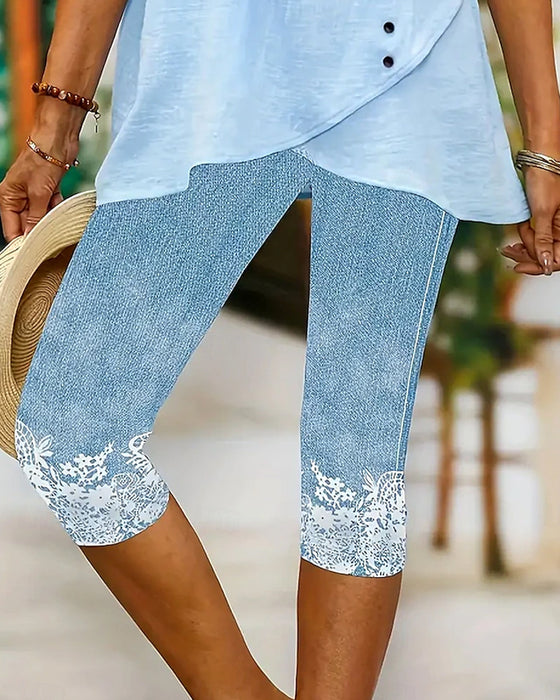 Casual Printed Cropped Pants