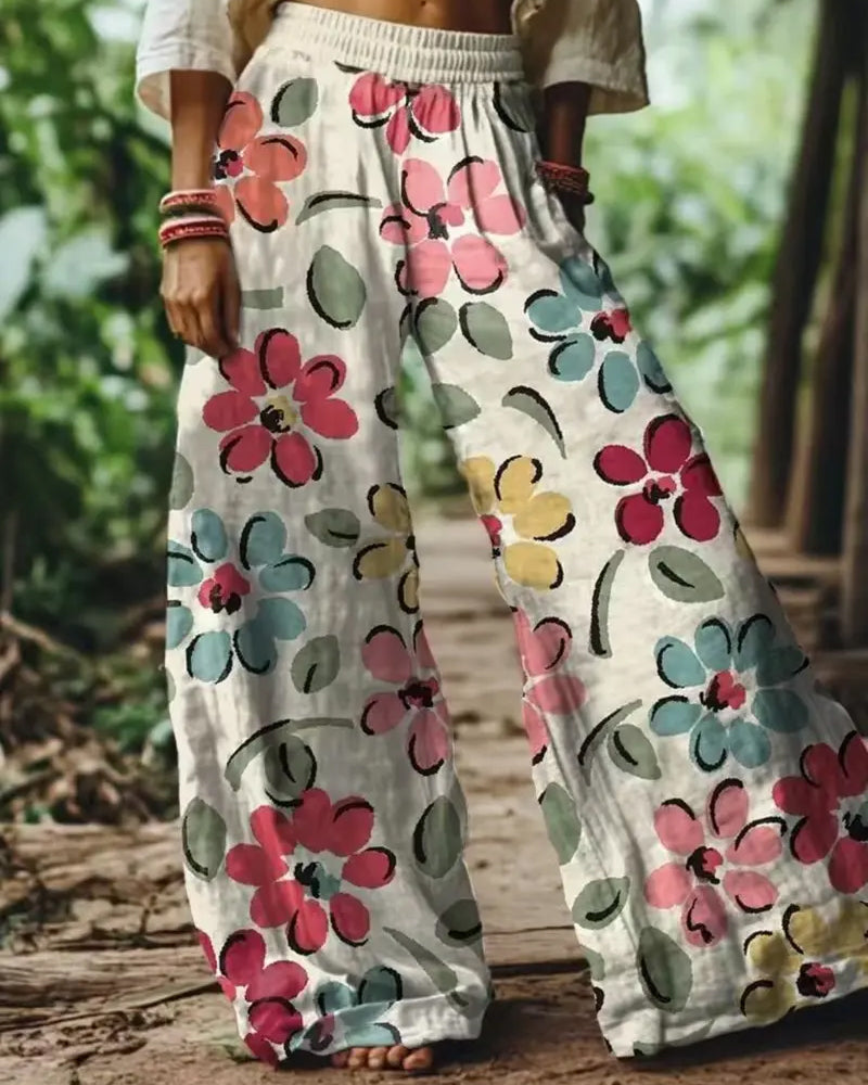 Casual Print High Waist Pants