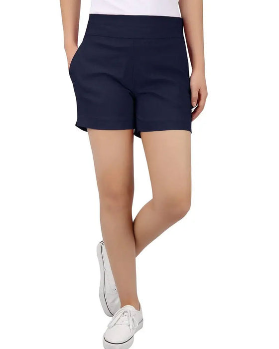 Solid Color Mid Waist Shorts