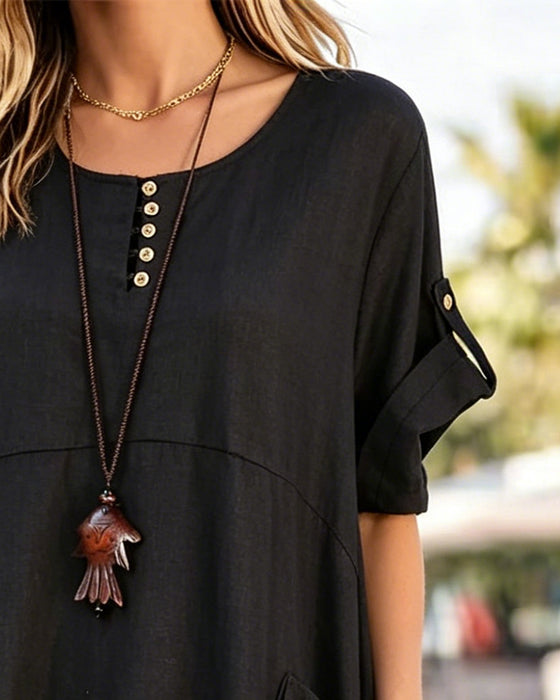 Relaxed And Artistic Loose-Fitting Dress