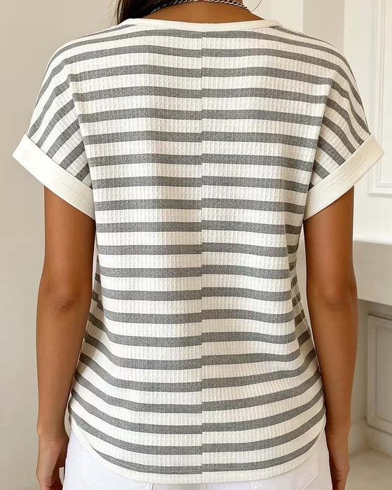 Striped Waffle Henley T-Shirt
