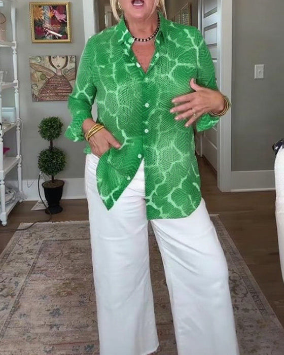 Buttoned Textured Blouse