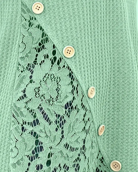 Lace Panel Knitted T-Shirt