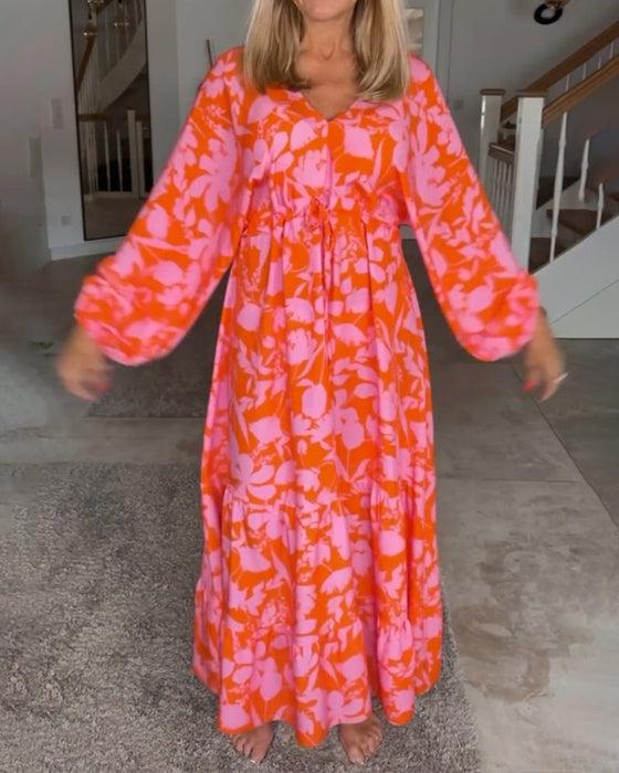 Floral Print Long Sleeve Dress