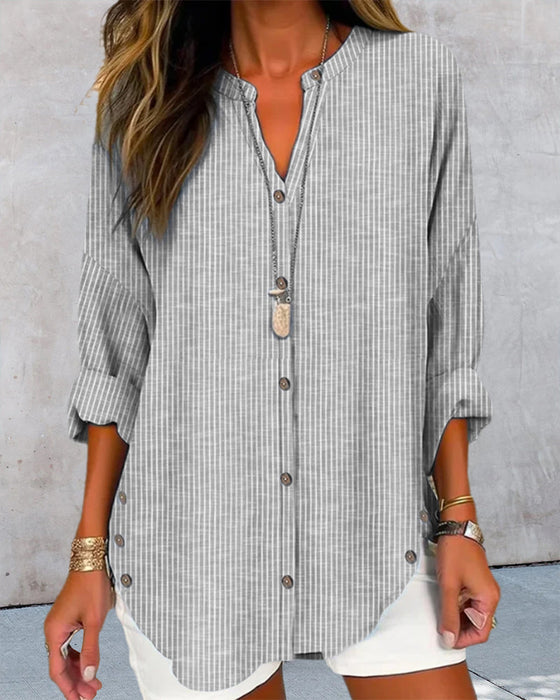 V-neck stripe print top